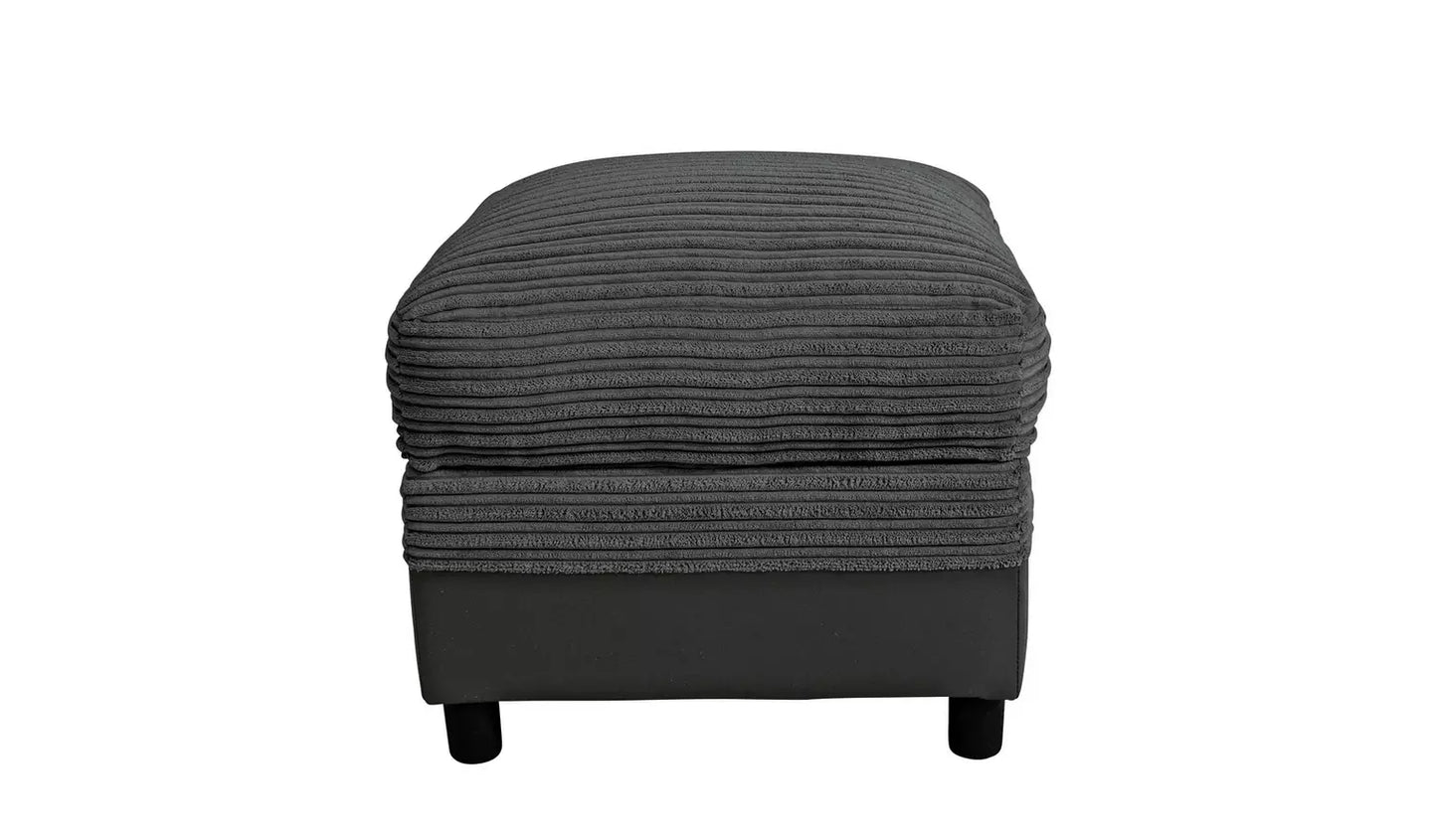 Assembled Harry Fabric Storage Footstool - Charcoal